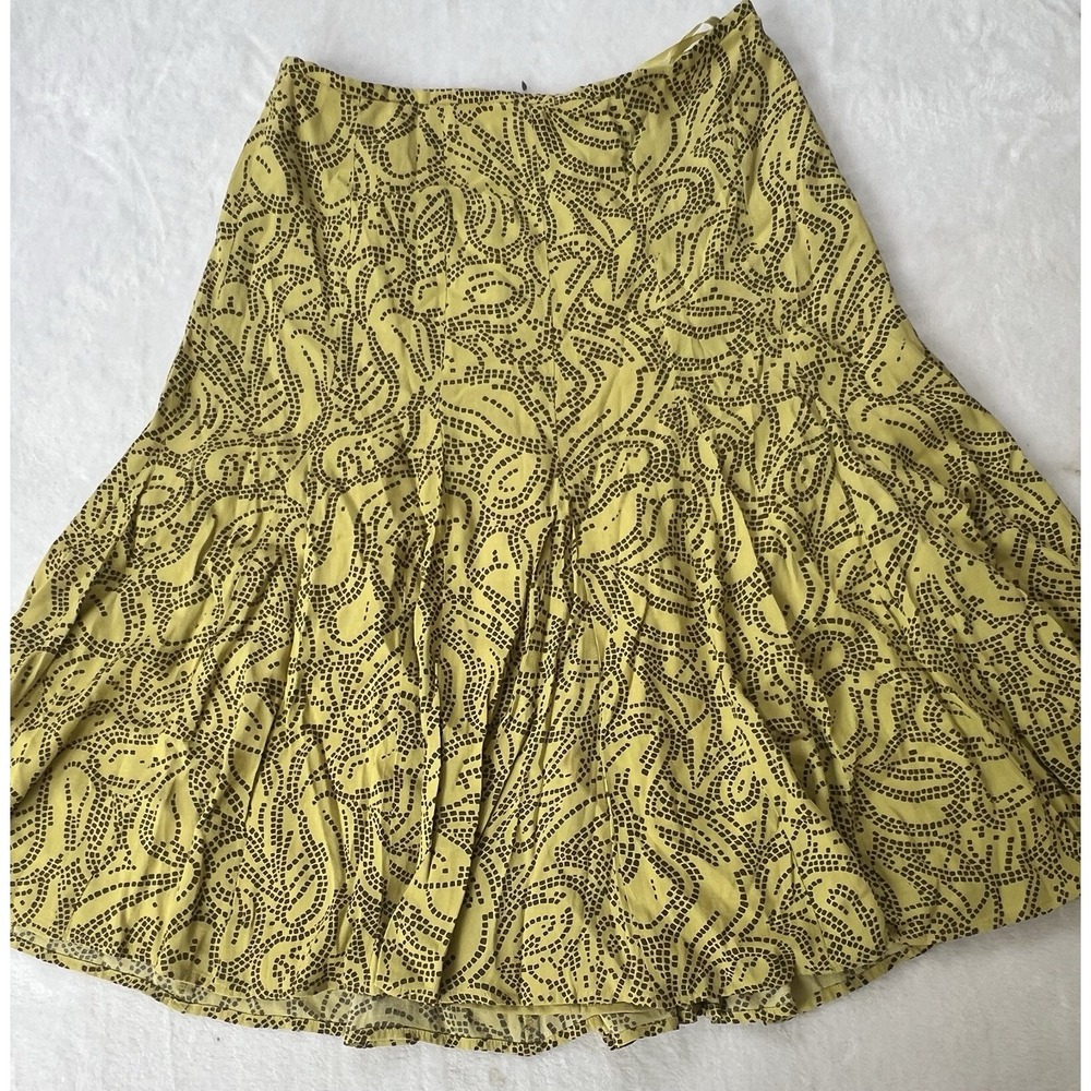 Vintage KASPER FLARE‎ Midi Skirt Women's  size 8 Zip Close Yellow Brown Paisley